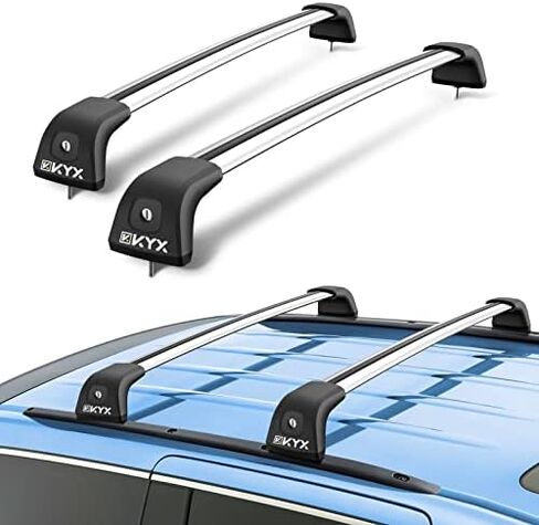 KYX 52" T-Track Universal Roof Rack Crossbars with Locks, Fit Raised Side Rail with Gap, 200 lbs Load Capacity, Adjustable Aluminum Cross Bar Ski Snowboard Rooftop Cargo Carrier Bag Bike Luggage Kayak in Kuwait