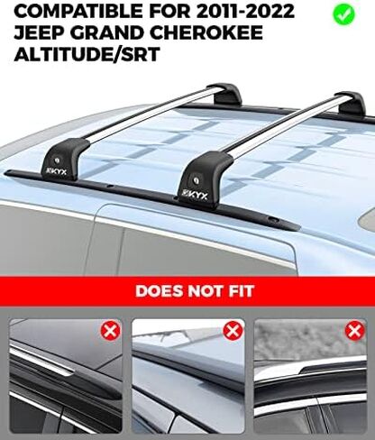 KYX 52" T-Track Universal Roof Rack Crossbars with Locks, Fit Raised Side Rail with Gap, 200 lbs Load Capacity, Adjustable Aluminum Cross Bar Ski Snowboard Rooftop Cargo Carrier Bag Bike Luggage Kayak in Kuwait