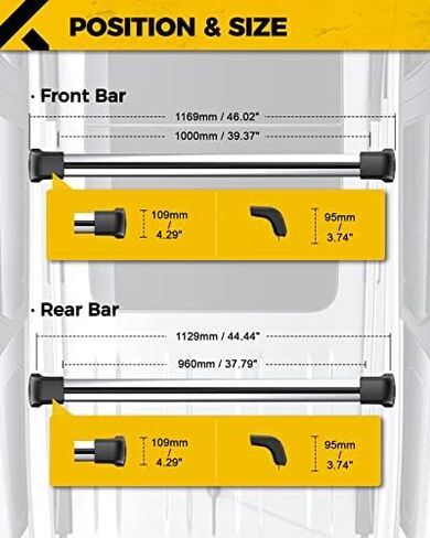 KYX 52" T-Track Universal Roof Rack Crossbars with Locks, Fit Raised Side Rail with Gap, 200 lbs Load Capacity, Adjustable Aluminum Cross Bar Ski Snowboard Rooftop Cargo Carrier Bag Bike Luggage Kayak in Kuwait