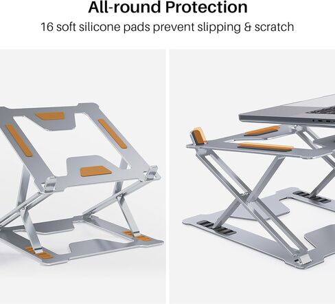 حامل كمبيوتر محمول قابل للتعديل للمكتب، حامل كمبيوتر محمول قابل للتعديل مع زوايا متعددة وتعديل الارتفاع، حامل كمبيوتر قابل للطي لأجهزة الكمبيوتر المحمول من 10 إلى 17.3 بوصة، والكمبيوتر اللوحي، وماك بوك، وآيباد، يدعم ما يصل إلى 22 رطلاً in Kuwait