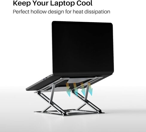 حامل كمبيوتر محمول قابل للتعديل للمكتب، حامل كمبيوتر محمول قابل للتعديل مع زوايا متعددة وتعديل الارتفاع، حامل كمبيوتر قابل للطي لأجهزة الكمبيوتر المحمول من 10 إلى 17.3 بوصة، والكمبيوتر اللوحي، وماك بوك، وآيباد، يدعم ما يصل إلى 22 رطلاً in Kuwait