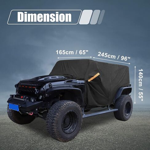 X AUTOHAUX SUV Car Cover Cab Cover for Jeep Wrangler JK JL Hardtop and Convertible Soft Top 4 Door 2007-2021 Outdoor Sun Dust Wind Snow Protection 420D Oxford with Driver Door Zipper Black in Saudi Arabia