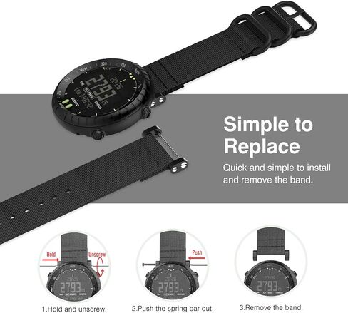 MoKo Band Compatible with Suunto Core, Fine Woven Nylon Adjustable Replacement Wriststrap Band with Double Buckle Ring for Suunto Core Smart Watch - Black in Saudi Arabia