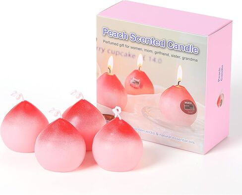 شموع معطرة للمنزل، شمعة YJY Peach مع تصميم لطيف للنساء، هدية عيد ميلاد فتاة 4 عبوات in Kuwait