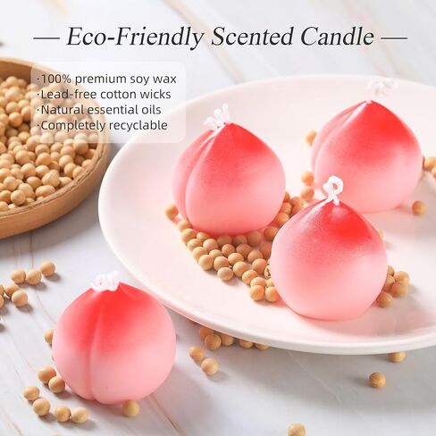 شموع معطرة للمنزل، شمعة YJY Peach مع تصميم لطيف للنساء، هدية عيد ميلاد فتاة 4 عبوات in Kuwait