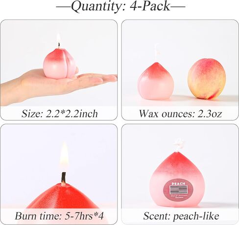 شموع معطرة للمنزل، شمعة YJY Peach مع تصميم لطيف للنساء، هدية عيد ميلاد فتاة 4 عبوات in Kuwait