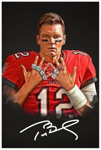 ملصق ستار سبورتس توم برادي من القماش بدون إطار: 12 × 18 بوصة (30 × 45 سم) in Kuwait