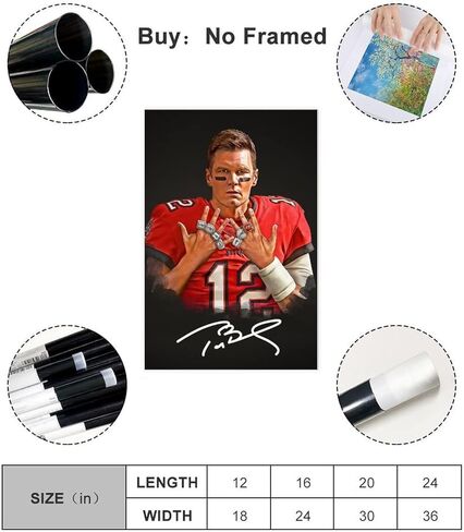 ملصق ستار سبورتس توم برادي من القماش بدون إطار: 12 × 18 بوصة (30 × 45 سم) in Kuwait