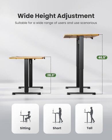 Electric Adjustable Standing Desk, 55 * 24 Inch Adjustable Computer Desk for Home Office and Gaming, Sit to Stand Desk with 3 Memory Presets, Headphone Hook,Brown in Saudi Arabia