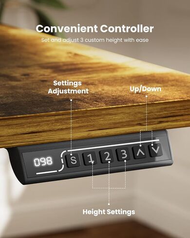 Electric Adjustable Standing Desk, 55 * 24 Inch Adjustable Computer Desk for Home Office and Gaming, Sit to Stand Desk with 3 Memory Presets, Headphone Hook,Brown in Saudi Arabia