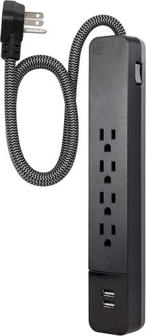 GE UltraPro 4 Outlet Surge Protector, USB-C Charging, 3 ft Designer Braided Cord, 1060 Joules, Compatible w/ iPhone 12/11/Pro/Max/Xs/XR/X/8, Samsung Galaxy S21/S10/S9/Plus, Google Pixel, White, 41354 in Saudi Arabia