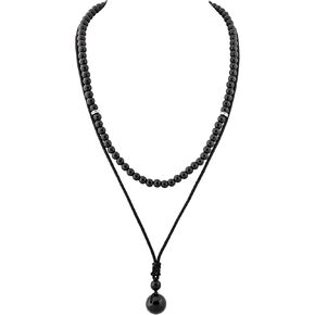 Sacina Layered Black Bead Crystal Choker, Gothic Boho Necklace, Goth Jewelry, Christmas Jewelry Gift for Women