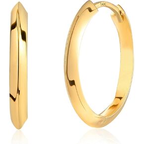 Solid 14K Yellow Gold Hoops Earrings for Women| Hypoallergenic Real Gold Earrings for Women | Anti Tarnish Solid Gold Earrings by MAX + STONE
