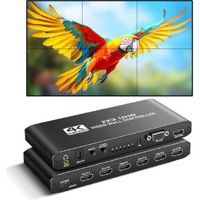 وحدة تحكم حائط فيديو HDMI 2 × 2، وصلات avedio 1080P@60 هرتز معالج حائط تلفزيون HDMI DVI، معالج صور فيديو HDMI 1080P، مدخل HDMI وDVI مع RS232، دوران 180 درجة، يدعم 2x2 1x2 1x3 1x4 2X1 3x1 4x1