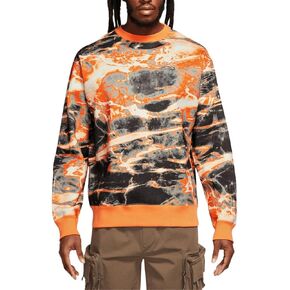 Nike ACG Therma-FIT Fleece Allover Print Crew Unisex Shirt Top (Adult, Large, Orange/grey)
