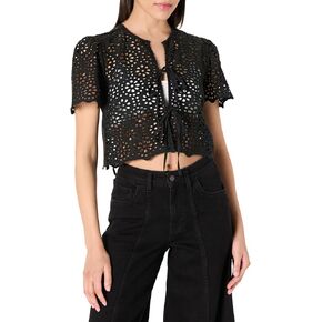The Drop Women's Doca Lace Tie Front Top with Scallop Detail in Kuwait