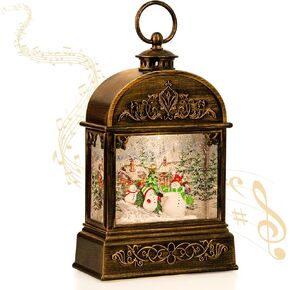 Qeqekaka Musical Christmas Snowman Snow Globe Lantern مع Timer 8 Music USB أو بطارية تديرها الثلج Globe ، Snowman Snow Globes for Women For Mom Grandma Kids