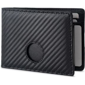 Alldaily Mens Wallet With AirTag Holder, Trackable Smart RFID Blocking Front Pocket Wallet, AirTag Not Included