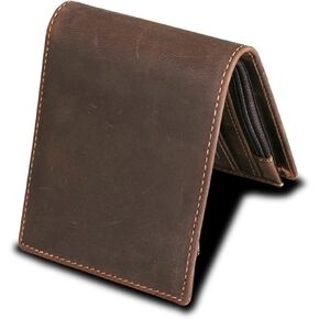 Small leather Mens RFID Blocking Bifold Wallet Slim Minimalist Western Wallet For Men with Credit Cards(brown)