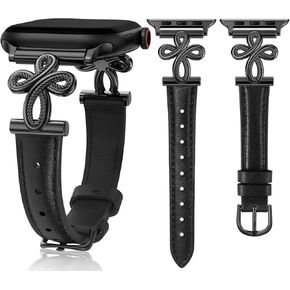 TOYOUTHS Slim Leather Band Compatible with Apple Watch Bands 42/41/40/38mm Women, Top Grain Genuine Celtic Knot Cross Dressy Thin Fashion Strap for iWatch Series 10/9/SE/8/7/6/5/4/3/2/1, Starlight