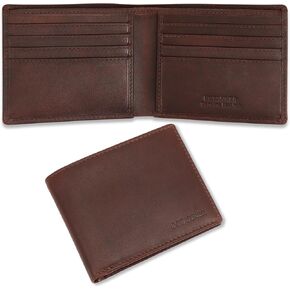 Genuine Leather Bifold Mens Slim Wallet RFID Blocking 5 Credit Card Slots 1 ID Window 2 Sections for Bills 2 Additional Slots | For Him (Black)
