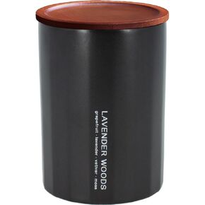 DOWAN Wood Wick Scented Candle, Ceramic Jar, 8Oz, Black, Vanilla & Smoke for Men, Non Toxic Soy Wax & Beeswax