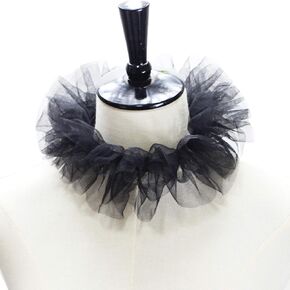Women Tulle Fluffy Ruffled Fake Collar Layered Mesh Cosplay Costume Clown Choker - Dark,40cm(15.75in)