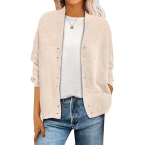 ANRABESS Women’s Cardigan Sweater 2025 Casual Waffle Knit Long Sleeve Button Down Fall Fashion Jackets Outwear