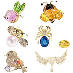 6 PCS Bee, Spider, Bird, Animal Brooch Set, Durable and Lightweight Brooch Pin Accessory