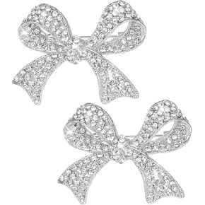 Bow Brooch Pin for Women，bling Rhinestones Brooches Pins，Vinage Sparkly Bow pins for Lapel，intage Crystal Large Bowknot Brooches，dress pin，rhinestone pins，Bow Jewelry