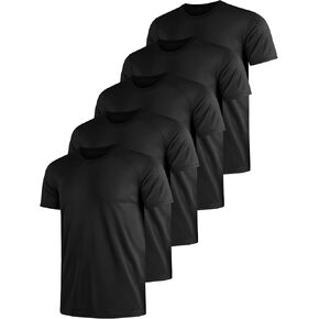 5 Pack Men's Moisture Wicking Shirts Dry Fit Lightweight Breathable Tech Tees for Workout Running Short Sleeve