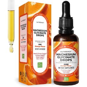 Liquid Magnesium Glycinate Drops Supplement - 500mg Cortisol Complex with L-Theanine Ashwagandha Vitamin B6 Chamomile - Wellness Sleep Stress Mood Support for Adults Men Women