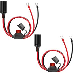 2 PCS Female Cigarette Light Socket, Heavy Duty 16AWG Cigarette Lighter Battery Adapter, 12 to 24V Car Charger Power Cigarette Lighter with Extension Cable, Car Accessories