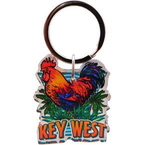 Key West Rooster keychain fob fob و metal ring التذكاري مع تذكارية لبطاقة الأسطورة في فلوريدا كيز ، التي صنعت في الولايات المتحدة الأمريكية
