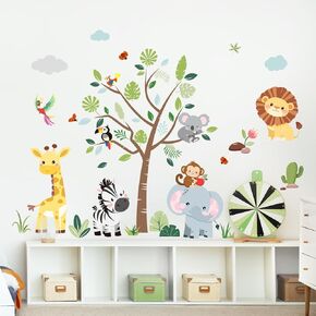 Supzone Jungle Animals Tree Wall Scals