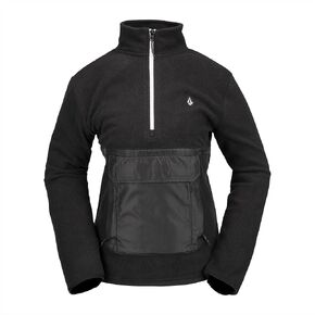 Volcom Women's Standard Polar Fleece 1/2 Zip Snowboard Ski Baselayer, Black S4