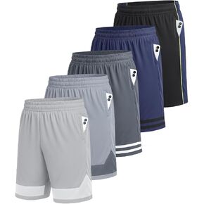 5 Pack Men's Athletic Shorts，5PC Basketball Shorts with Pockets，Casual Summer Shorts for Men