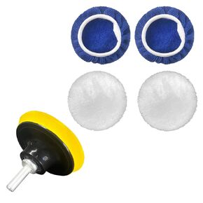 6 Inch Polishing Buffing Pads Kit,Wool & Microfiber Buffing Pads Cover with Polishing Wheel for Car Waxing