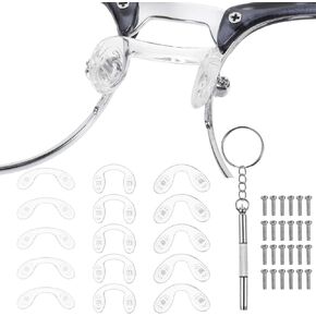 3 Sizes Eyeglasses Nose Pads U Shaped Glasses Nose Pads Screw-in Eyewear Piece Glasses Saddle Bridge Strap Soft Silicone Anti-Slip Replacement Guards for Adult Sunglass Repair Fixing