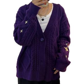 Speak Now Cardigan Sweaters for Women 2024 Embroidered Print Button V-Neck Knitwear