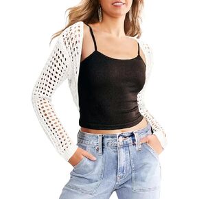 Saodimallsu Womens crochet Bolero تجاهل سترات سترات خفيفة الوزن كارديجان طويلة الأكمام متماسكة y2k قمم المحاصيل