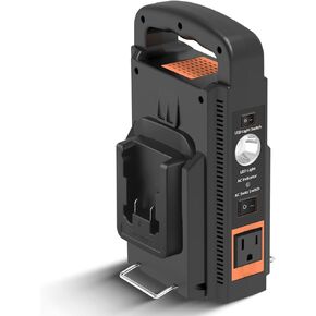 150W Power Inverter for Milwaukee 18V M18 Battery, 2-Ports DC 20V to AC 110-120V Portable Power Station USB Charger Adapter with 2 USB Ports & 1 Type-C & 1 AC Outlet,200lm LED Light
