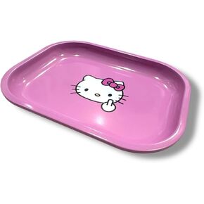 Pink Rolling Tray Anime Ash Tray for Girls Cute Ashtray Premium Metal Kawaii Home Decor Gold Plating Cute Jewelry Holder Japanese Decorative Plate Serving Plate(CAT F)