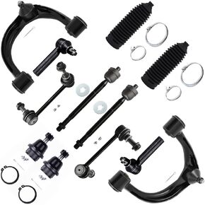 SCITOO 12pcs Suspension Kit Upper Control Arm Inner Outer Tie Rod End Sway Bar Link Lower Ball Joint Steering Rack Boot Fit 2005-2018 For Toyota For Tacoma