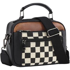 Checkered Crossbody Purse Women Plaid Shoulder Bag Checkerboard Top Hand Tote bag Leather Hobo Handbags