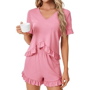 Vrtige Women's Short Sleeve Sleevwear 2 قطعة PJS مجموعة مع شورتات صوتية غير رسمية