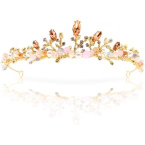 Nodg Gold Tiaras و Crowns للنساء - راينستون ، Tiaras الزفاف اللؤلؤ وعصابات الرأس لحفل الزفاف ، عيد ميلاد ، حفلة موسيقية