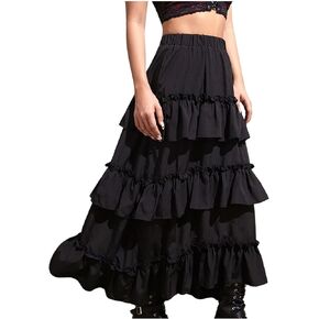 Verdusa Women's Ruffle Tiered Layered Long Skirts High Waisted Renaissance Skirt