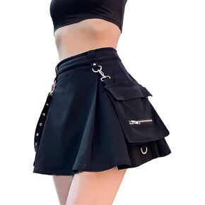 Tsmnzmu Womens Punk Cargo Cargo Tairts Gothic Grots Mini Traints Emo ALT Skirt Mall Goth Harajuku Skirt with goples