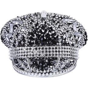 Stunning Sequined Captain Hat, Carnival Hat for Music Festival, Halloween, Mardi Gras and Bachelorette Party (Red)